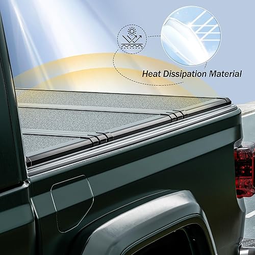 Miniatura 6 de AUTOSTARLAND Cubierta Tonneau de fibra de vidrio dura de 5 pies de triple pliegue para Gladiator 2020-2024  Ajuste para riel de cubierta