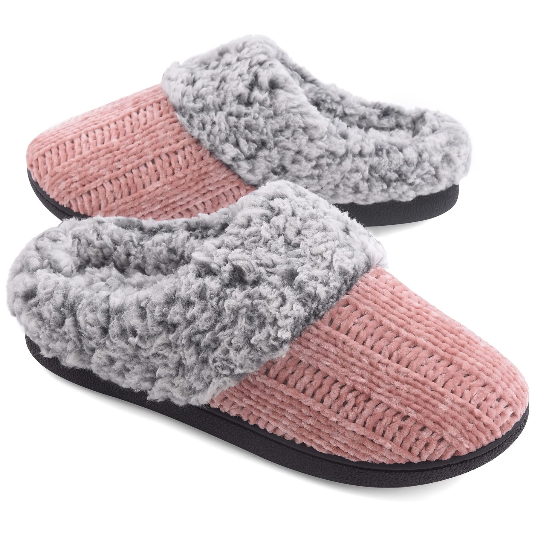 VANSARTO Women's House Slippers Memory Foam Fuzzy Slip on Slide Slippers Ladies Soft Bedroom Shoes for Indoor & Outdoor