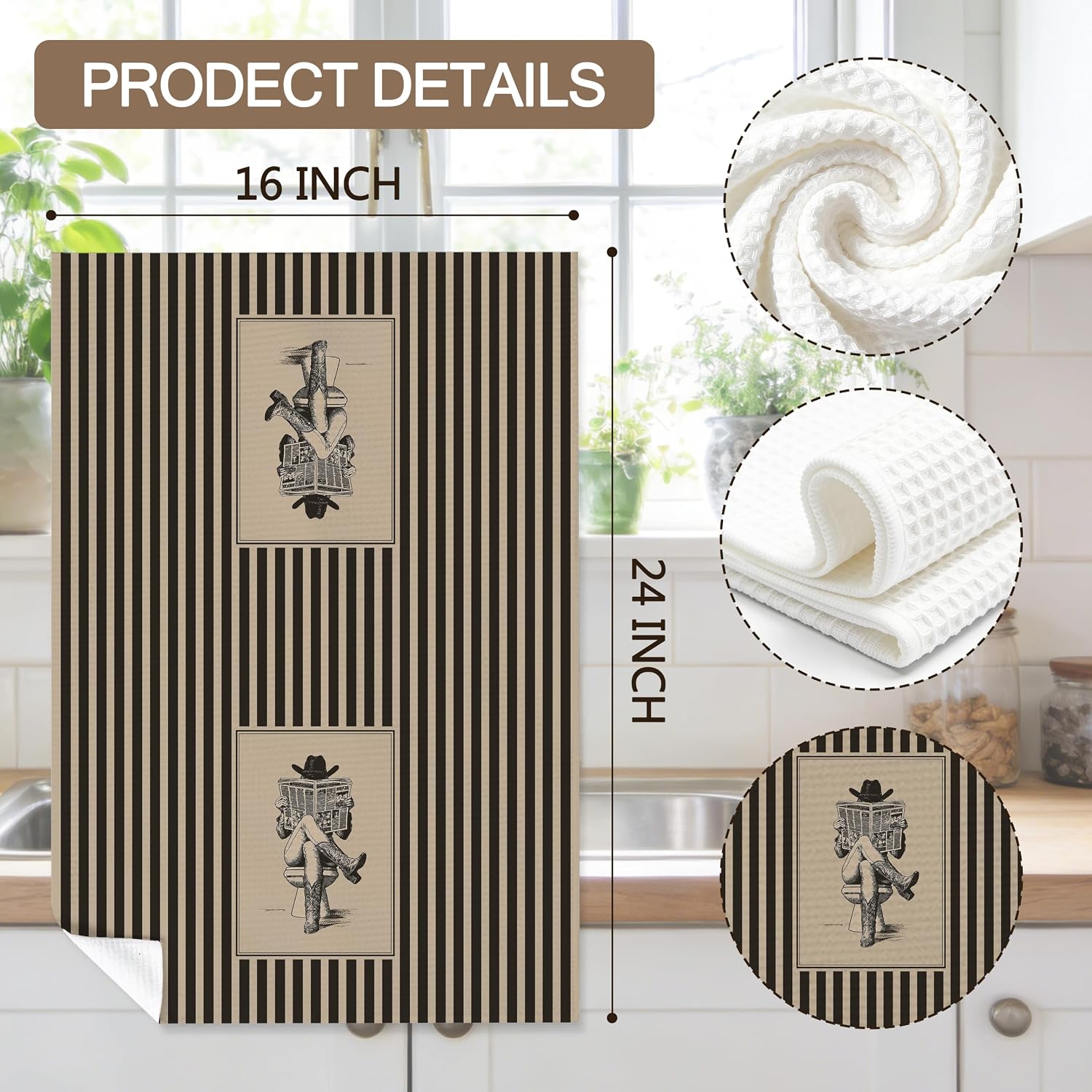 Retro Western Cowgirl Bathroom Hand Towels 16x24 Inch Set of 2