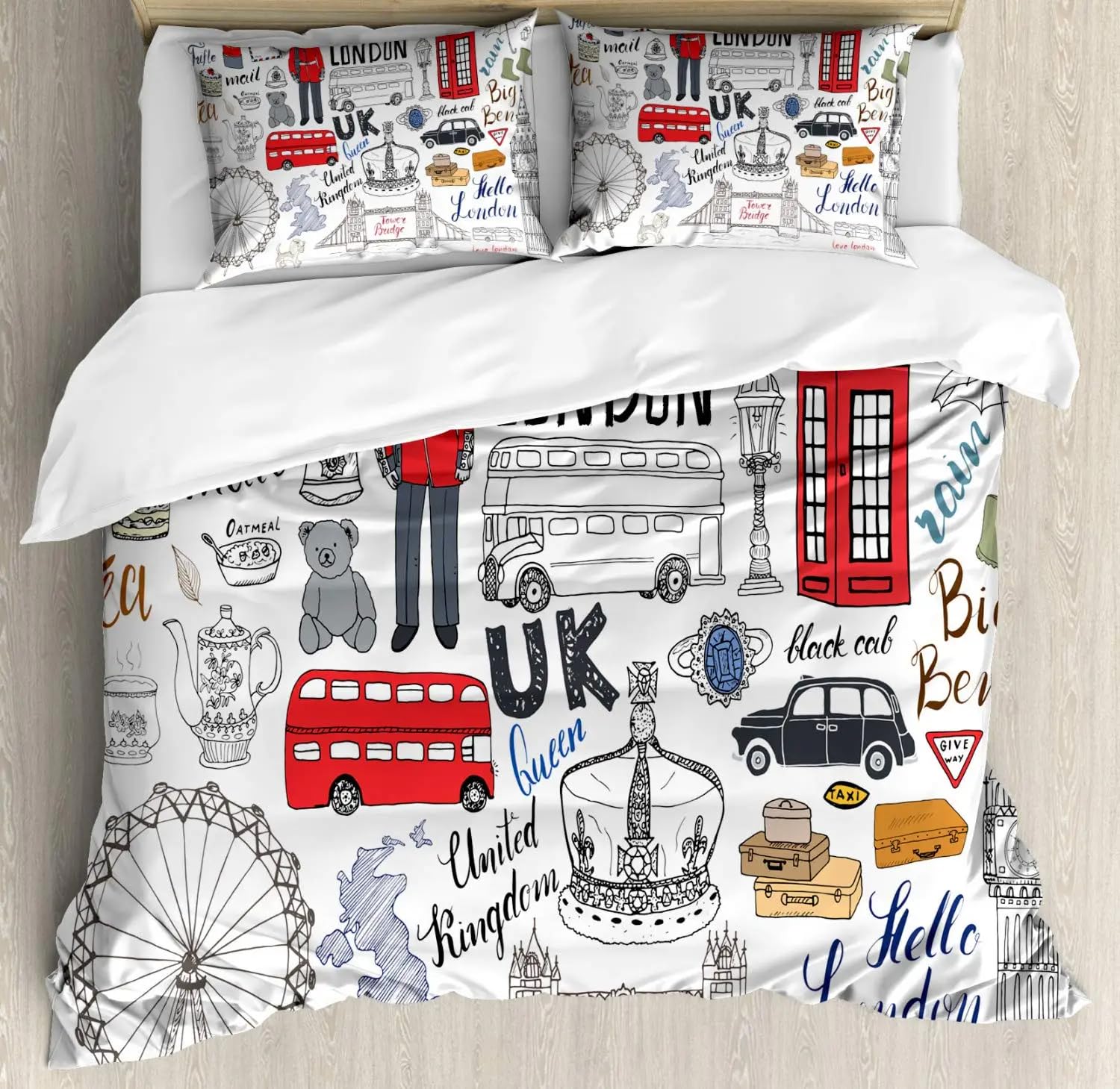 Housse de couette 2 personnes Londres 220x240 cm avec 2 taies