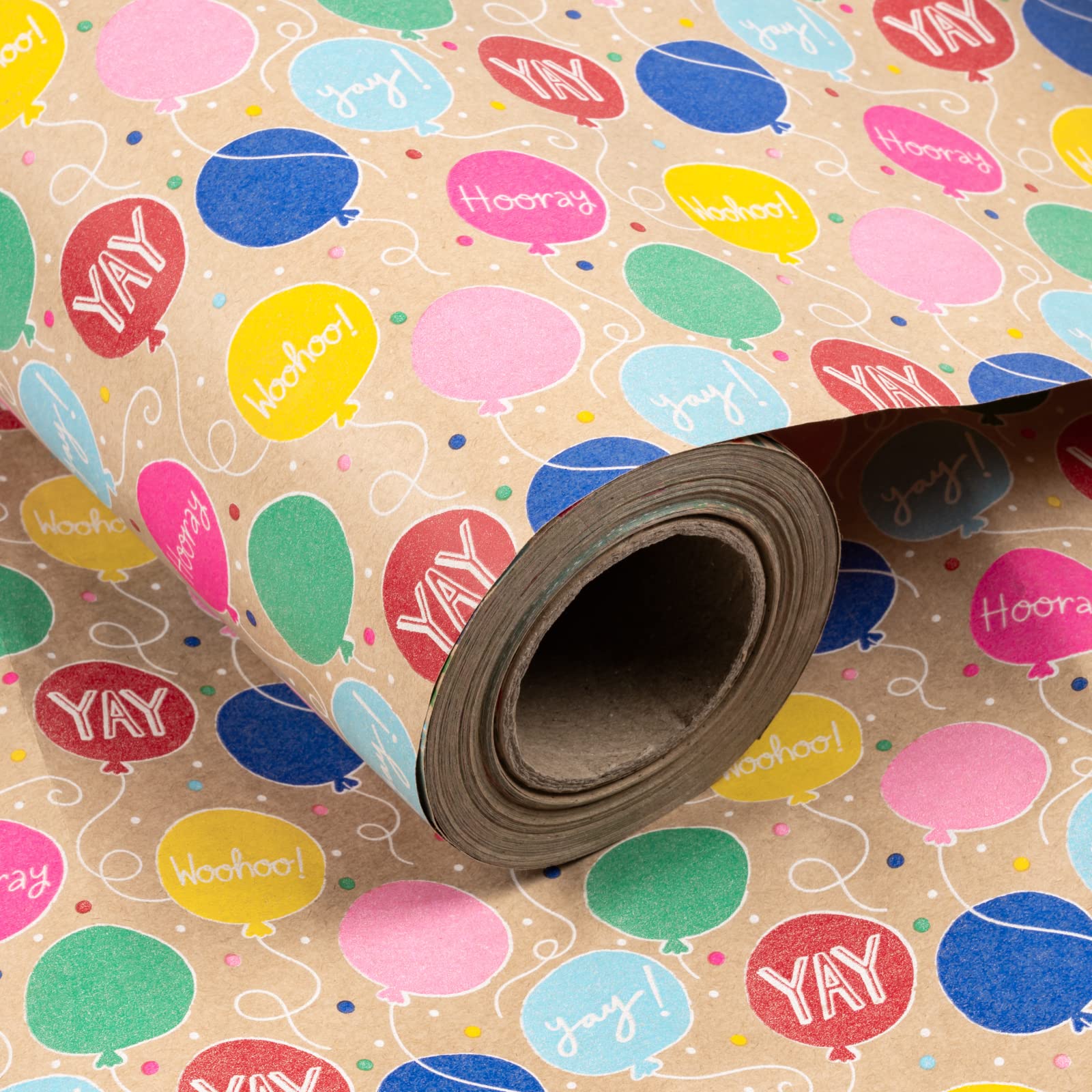 RUSPEPA Kraft Wrapping Paper Roll - Balloon Pattern - 24 Inches x 100 Feet