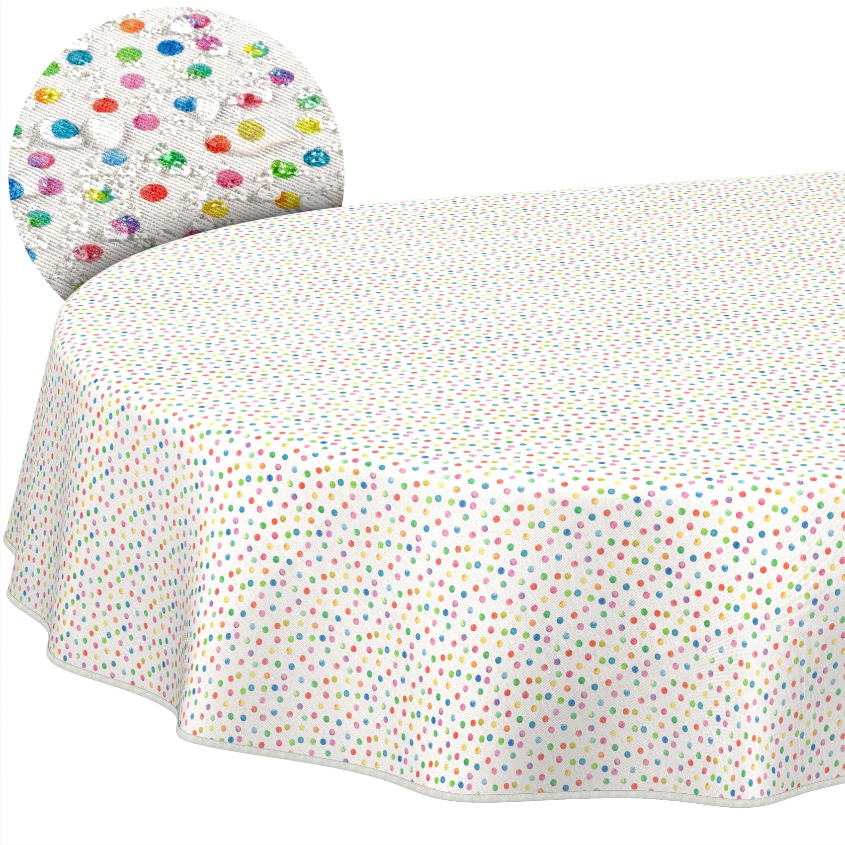 ANRO Mantel de Mesa Tela 70% Algodón 30% Poliéster | Diseño Mimi | Rectangular Ovalado Redondo | Fácil Limpieza 220x140 cm