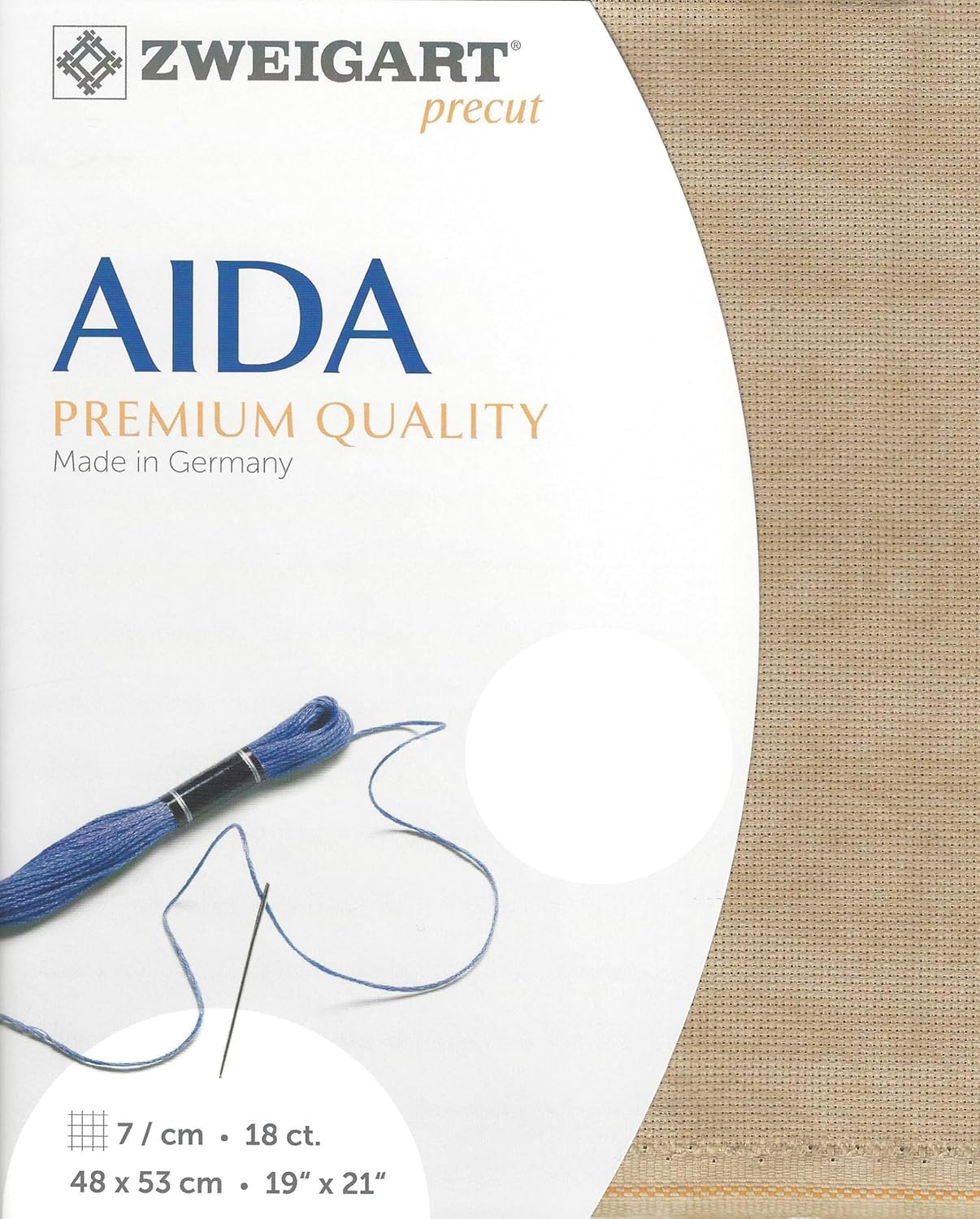 Wizardi Fein-Aida Vintage 18 Count Vintage Country Mocha. Needlework Canvas, Cross-Stitch Fabric, Embroidery Cloth, Needlepoint Canvas. 3793/3009 Precut Zweigart