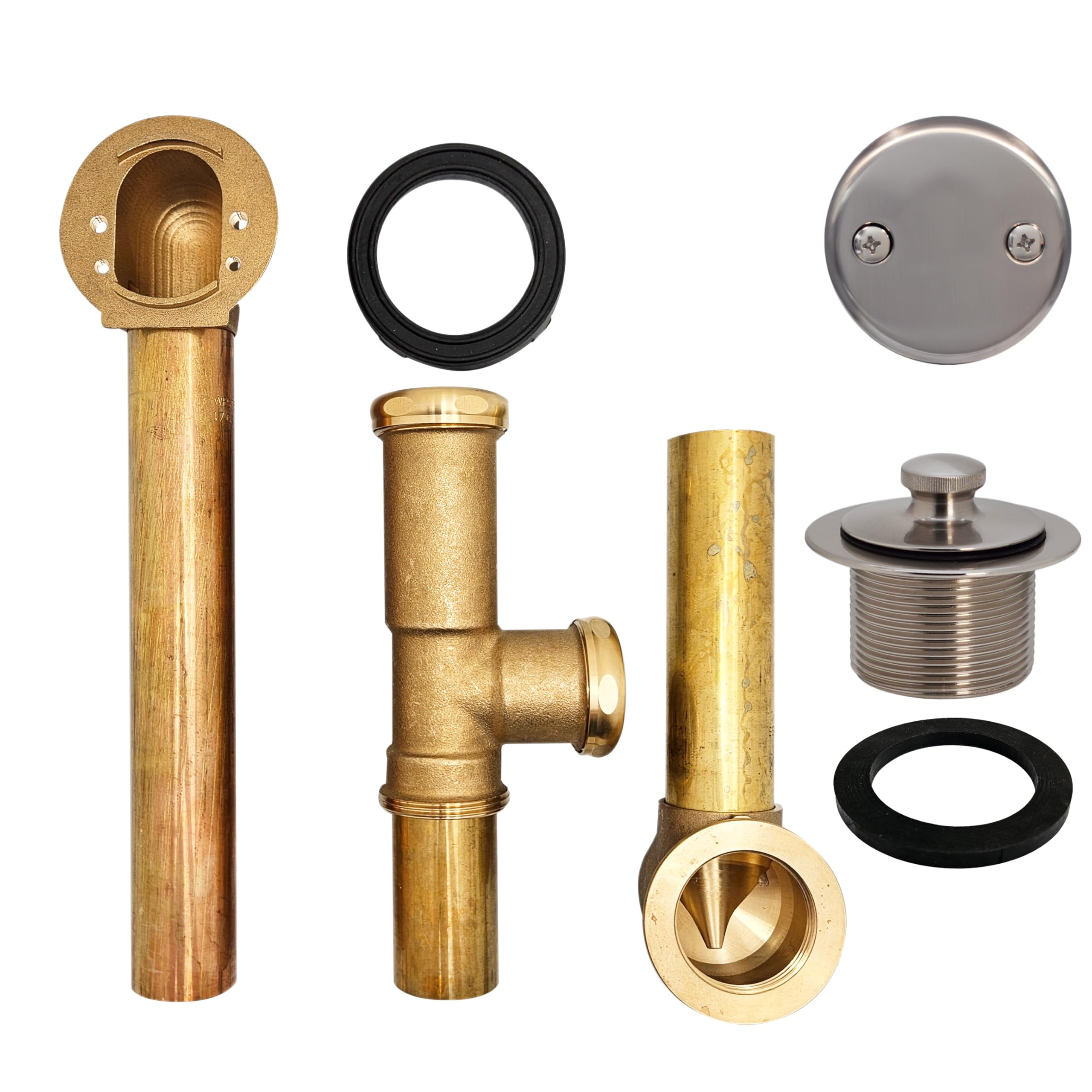 Westbrass D321-20G-07 Wtyczka odpływowa do wanny Twist & Close, satynowy nikiel