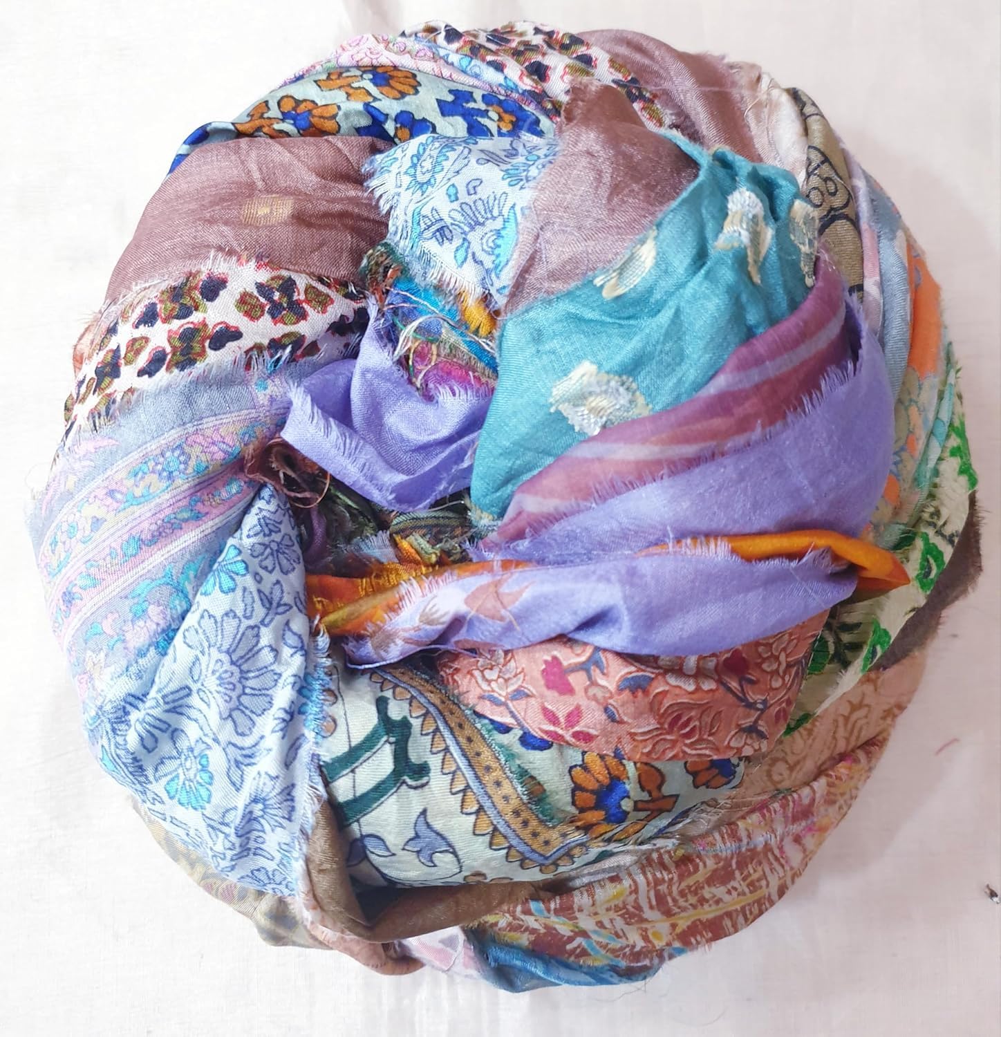 42 Yards Unstitched Sari Silk Yarn Ribbon Tassels SKEINS Muted Dull Shades Journal Scrapbook Craft Project Decor DLLNG