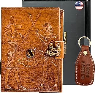 Urban Leather Egyptian King Journal for Men Women, Artist Sketchbook Drawing Sketchbook Scrapbook Writing Notebook, Blank Unlined Pages