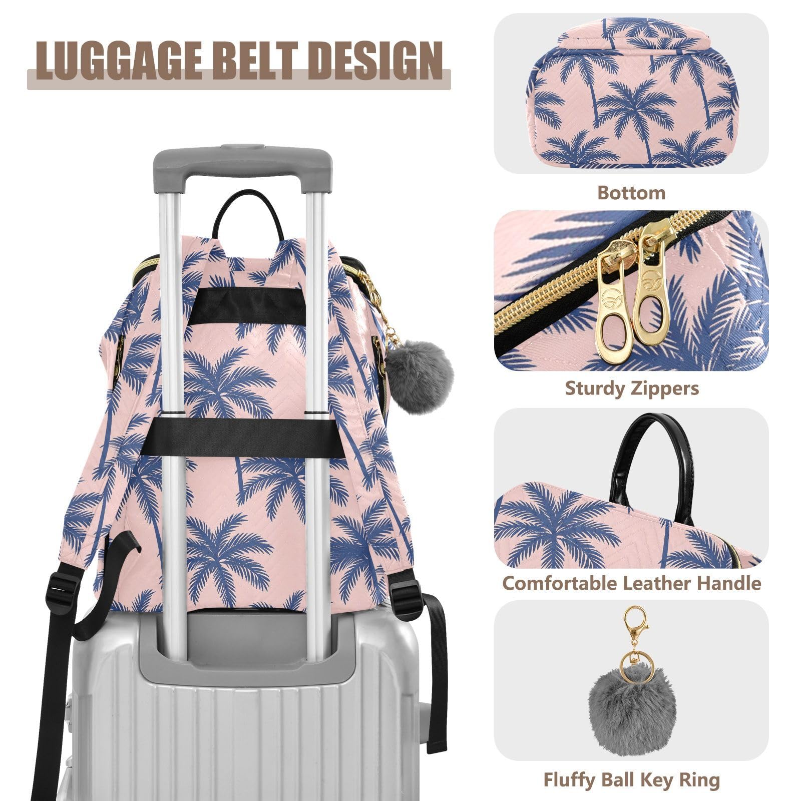 Zaino alla moda da 15 l per le donne leggero durevole versatile borsa | Resistente tessuto trapuntato trasformabile silhouette multi cerniera stoccaggio per le signore viaggio sport gite quotidiane