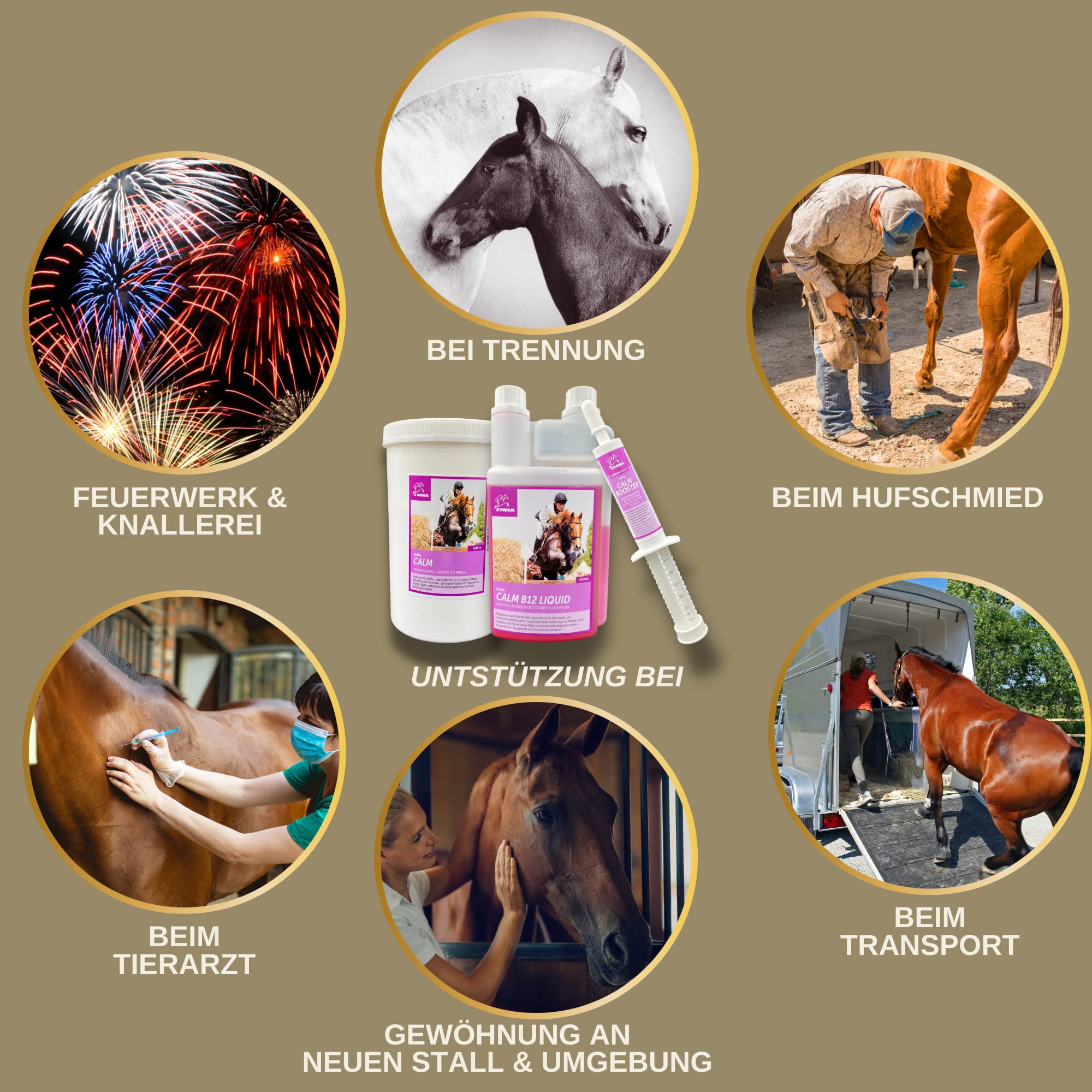 Magnesio Caballo 1L Calm Relax Líquido + Polvo + Pasta L Triptófano y Vitamina B12 I contra la Ansiedad y el Estrés I Vitamina B 12 Antiestrés I Calmante Durante el Transporte para Caballos Nerviosos