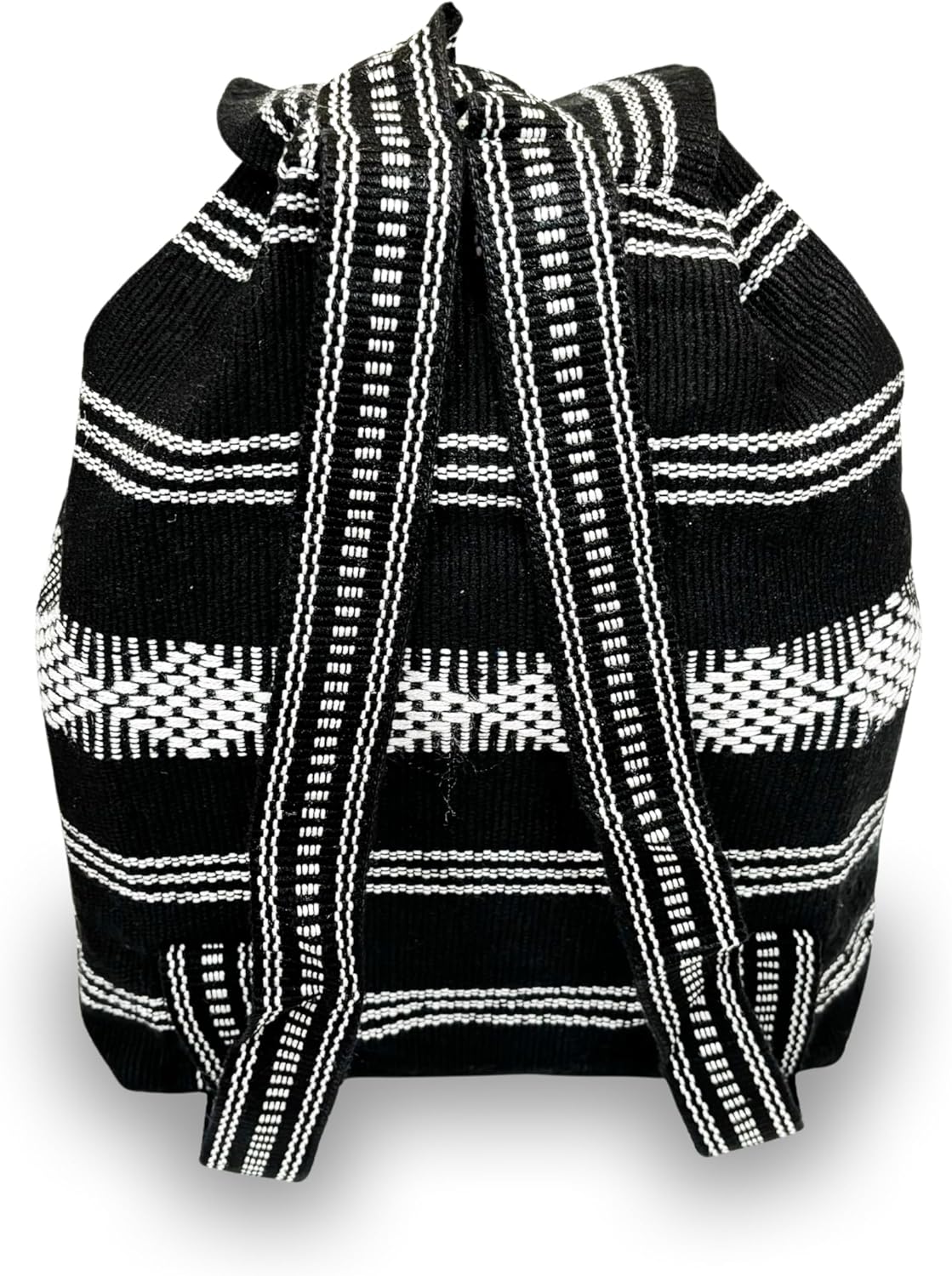 Handmade Mexican Backpack, Day Bag, Travel Bag, Utility, White and Black