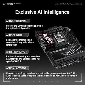 ASUS ROG Maximus Z890 Hero Intel Z890 LGA 1851 ATX Motherboard, Advanced AI PC-Ready, 22+2+1+2 Stages, DDR5, WiFi 7, 3X PCIe 5.0 M.2, Thunderbolt 4, USB Type-C, AI Overclocking/Cooling/Networking