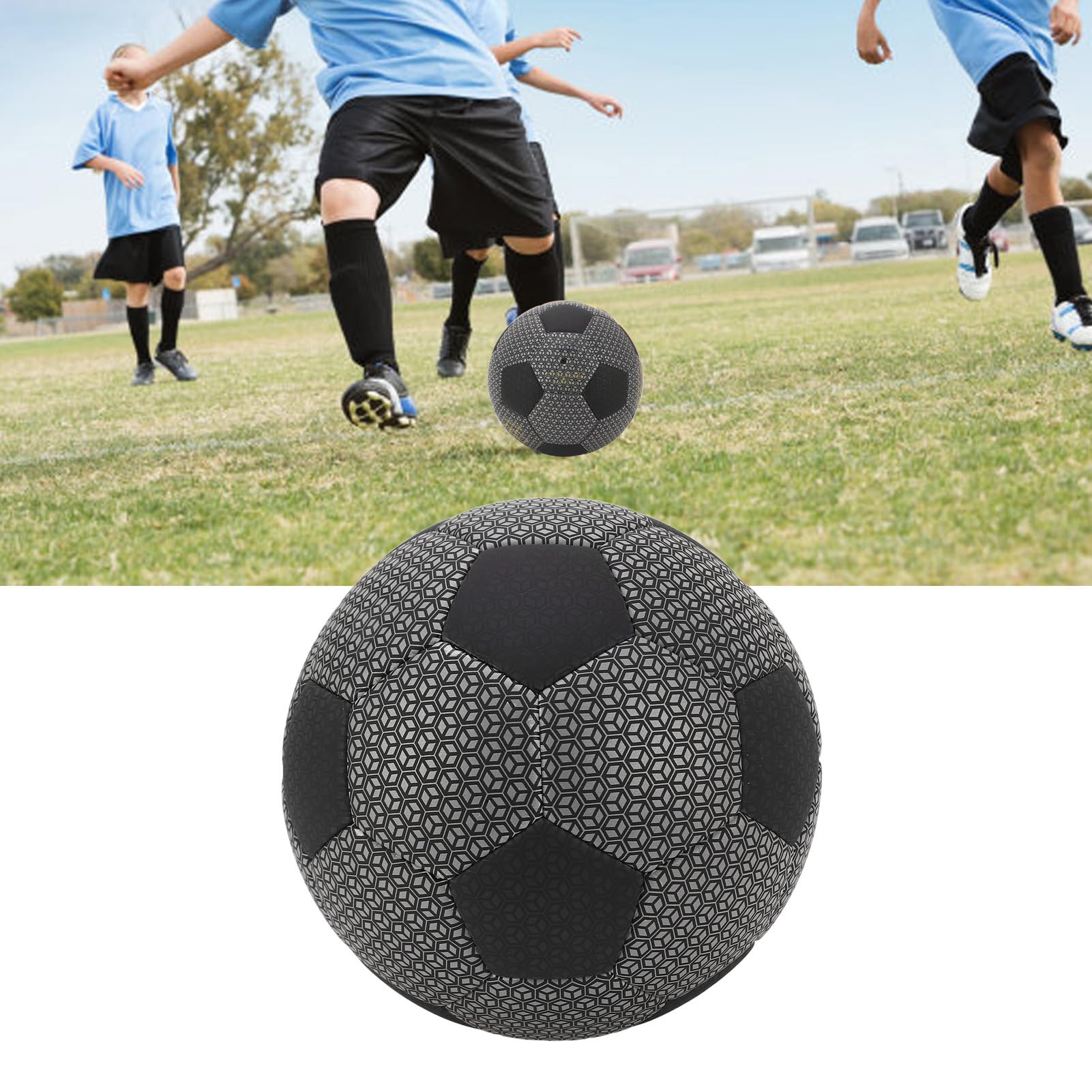 Pallone da calcio riflettente in pelle PU Durevole e resistente all'usura, per allenamenti scolastici indoor e outdoor