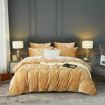 Luofanfei Winter Thermal Fleece Bed Linen 135 x 200 cm Khaki Taupe Velvet Warm Fluffy Cuddly Microfleece Winter Bed Linen Shiny Plush Reversible Bed Linen Set and Pillowcase 80 x 80 cm