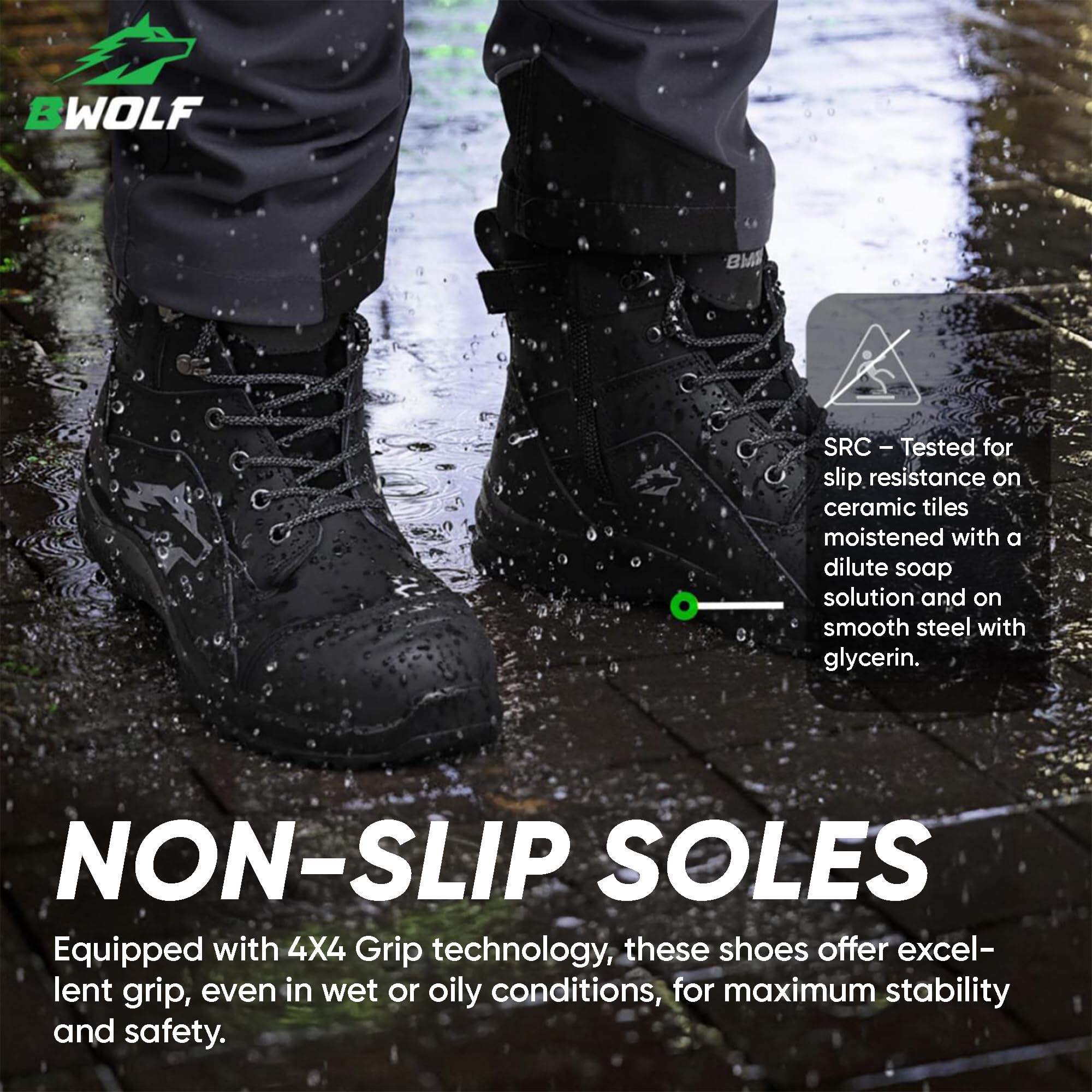BWOLF Fantom Hi S7L - Botas de seguridad impermeables para hombre con entresuela de Kevlar, puntera compuesta