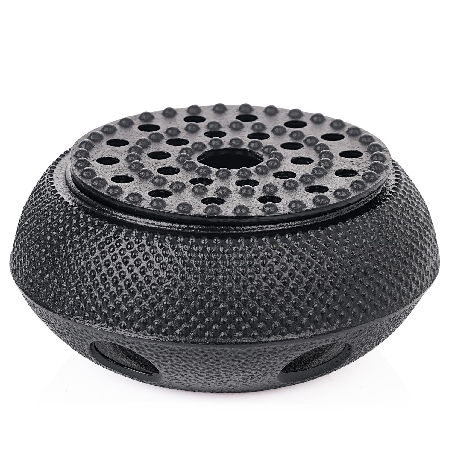 Sungmor Black Cast Iron Teapot Warmer - Japanese Tea Heater Base with Candle Holder, Heat Retaining Stand for Tetsubin or Glass & Ceramic Teapots