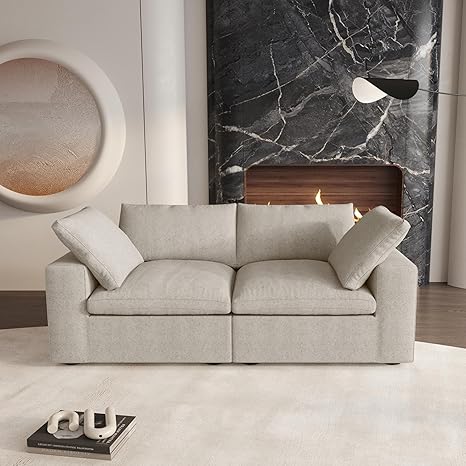 Cloud Modular Sectional Sofa Couch,80.3" Convertible Couches Lovesofa for Living Room,Minimalist Deep Sofa Couches,Sofa Covers Washable&Replaceable(Khkai)