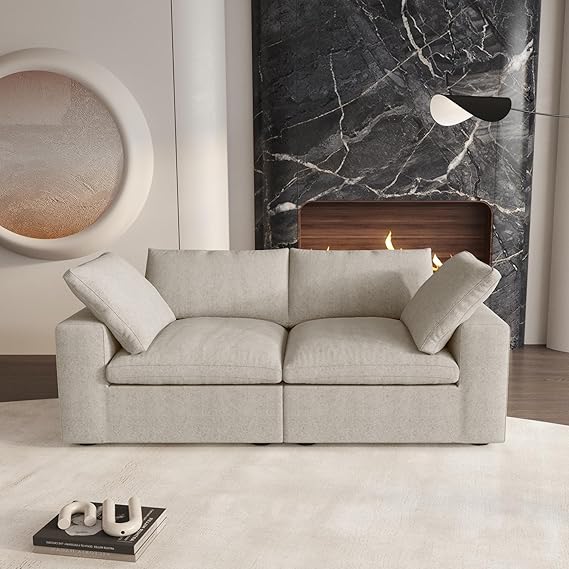 Cloud Modular Sectional Sofa Couch,80.3" Convertible Couches Lovesofa for Living Room,Minimalist Deep Sofa Couches,Sofa Covers Washable&Replaceable(Khkai)