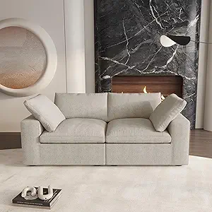 Cloud Modular Sectional Sofa Couch,80.3" Convertible Couches Lovesofa for Living Room,Minimalist Deep Sofa Couches,Sofa Covers Washable&Replaceable(Khkai)