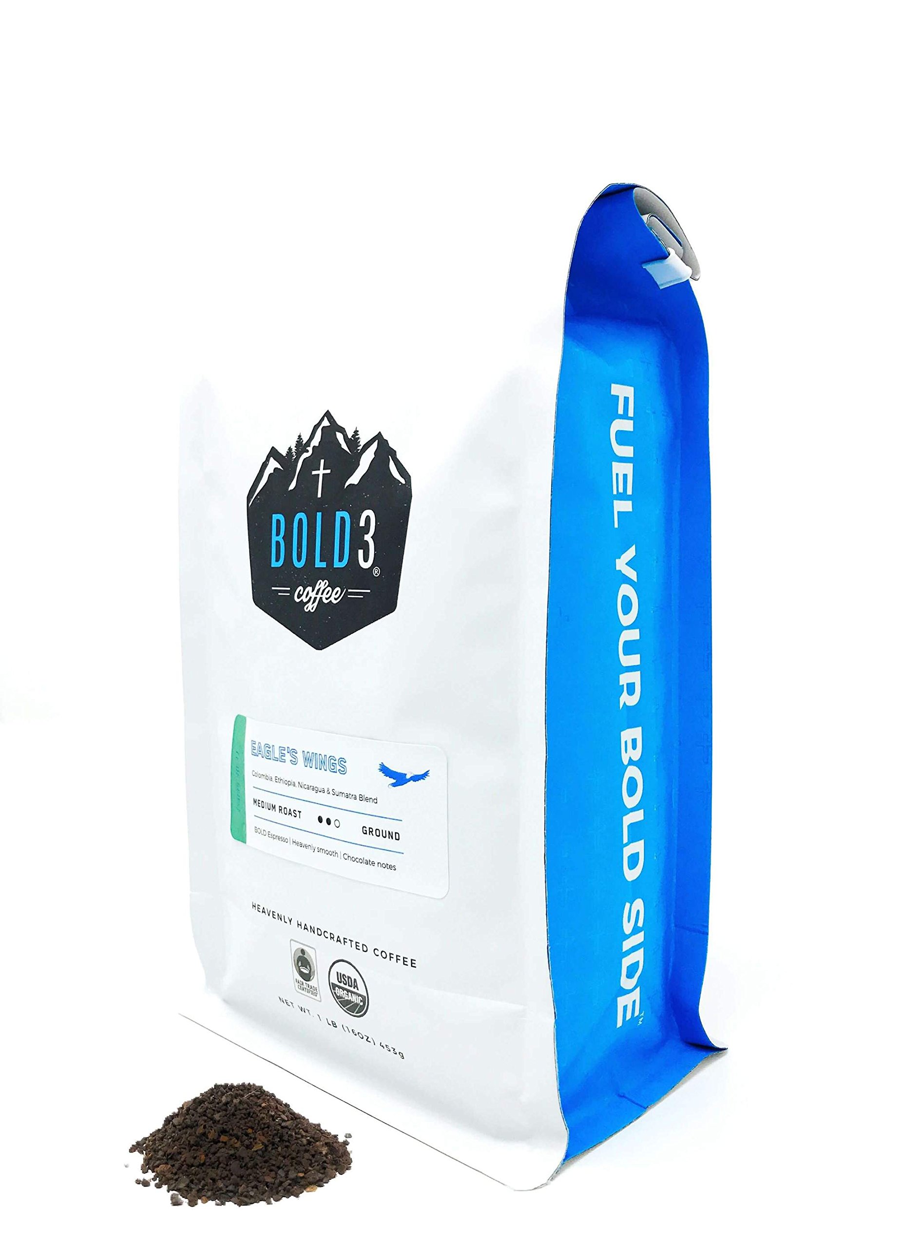 Sponsored Ad - BOLD3 Coffee Christian Gift, Fair Trade Organic Specialty coffee for Jesus Christ, Ground, Colombian Ethiopian Nicaragua Sumatra, Gourmet Premium Coffee, Pure Fresh Roasted Arabica, Medium Roast 1 LB