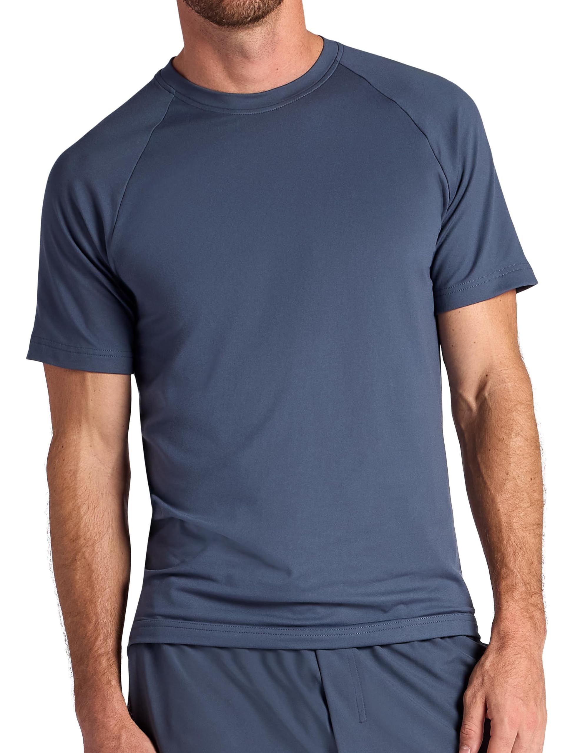 Gaiam Men's Supine Crewneck Top, Relaxed Fit, Stretch Midweight Material, Cool Grey, Large