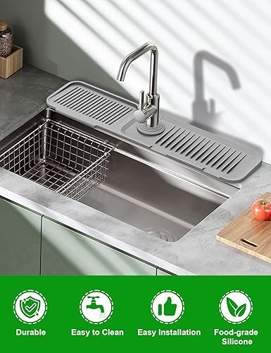 Miniatura 7 de Protector contra salpicaduras para fregadero de cocina, alfombrilla de drenaje de 5 para fregadero de cocina, alfombrilla de grifo de fregadero de