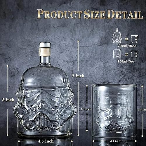 Miniatura 9 de Juego de decantador creativo de Stormtrooper para whisky con botella y 2 copas de vino 150ml para licor, bourbon, whisky escocés, vodka, regalo del
