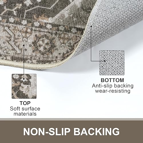 Miniatura 140 de Collive Tapete lavable para interiores, tapete retro antideslizante de 20 x 32 pulgadas, alfombra de entrada de absorción rápida, tapete de entrada