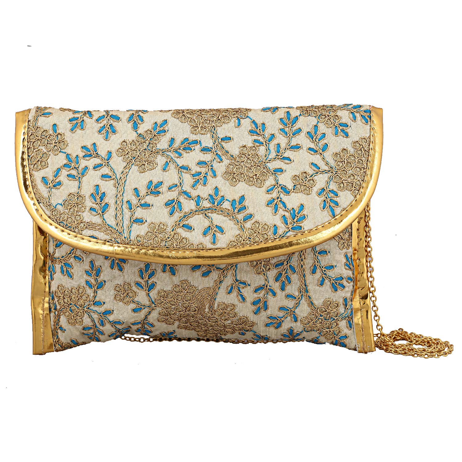 Kuber IndustriesElephant Design Polyester Embroidered Woman Handbag, Cream (CTKTC4397)