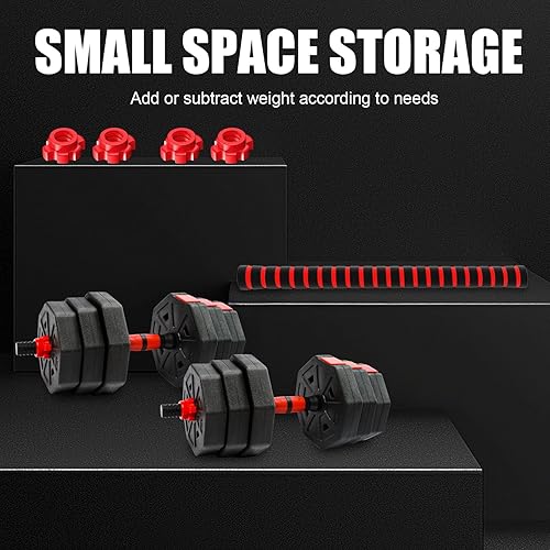 Miniatura 7 de Juego de mancuernas ajustables, juego de pesas libres de 5 a 44 libras con conector, mancuernas convertibles, pesas, levantamiento de pesas,