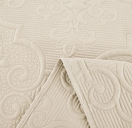 Miniatura 5 de CHIXIN Edredón tamaño King - Juego de colcha de damasco con patrón de paisley - Cubierta de cama de estilo clásico y hermoso, acolchado ultrasónico,