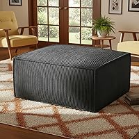Marsail 31" Corduroy Modular Ottoman Footrest - Boneless Cloud Couch, No Assembly, Grey for Living Room & Bedroom