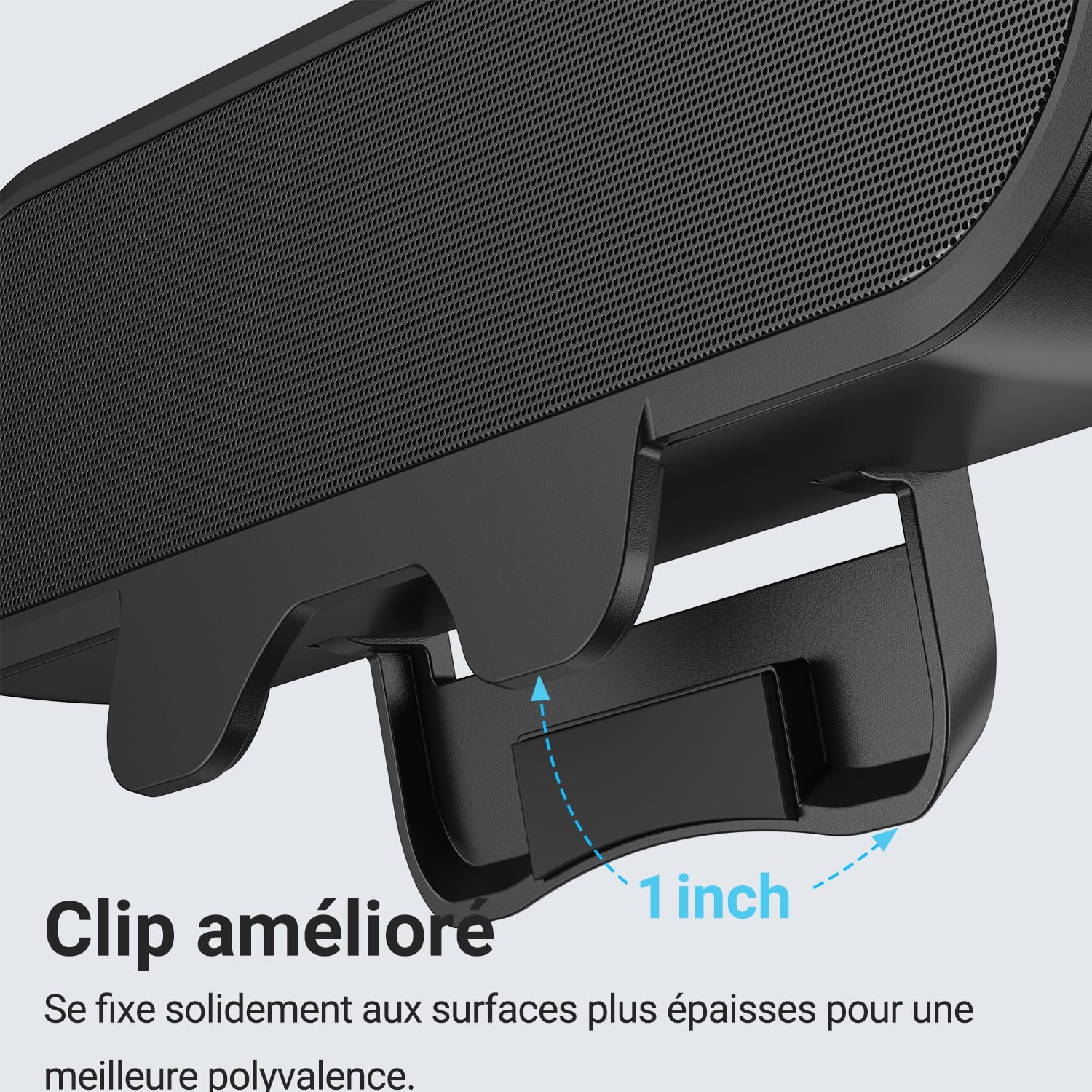 INGA Enceintes USB pour écran d’Ordinateur et Ordinateur Portable, Soundbar de Bureau à Clip, Enceintes PC USB/C, adaptées pour Bureau, Ordinateur Portable et Mac (Noir)