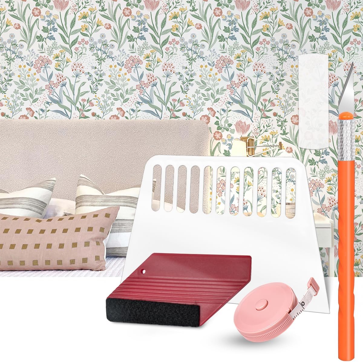 393in 17.3in Floral Wallpaper+Tool Kits for Peel and Stick Wallpaper