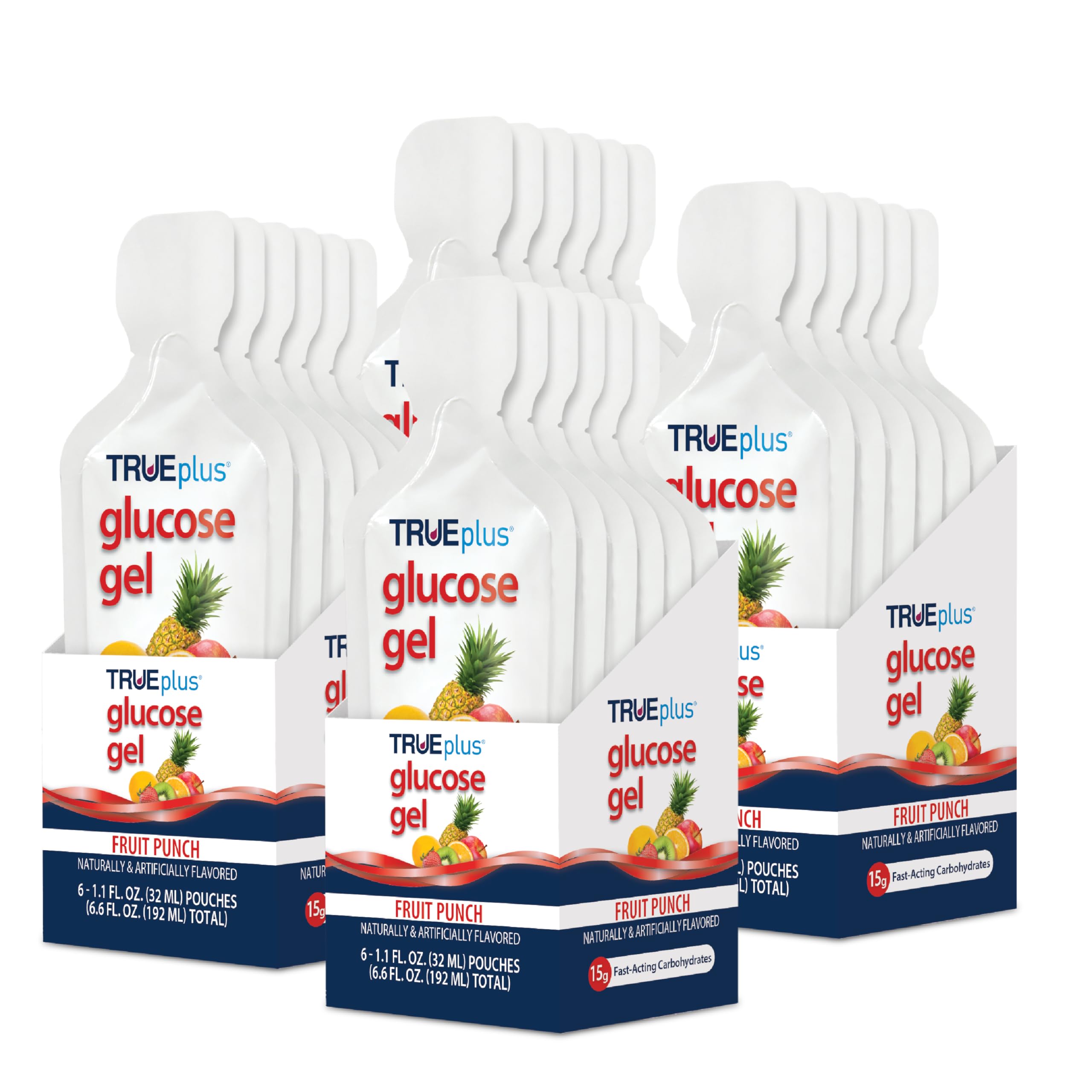 Gel de glucosa TRUEplus®, sabor a ponche de frutas - Paquete de 24
