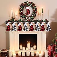 Vista 2 de Skylety - 24 unidades de calcetines de Navidad mini a granel con diseño de búfalo a cuadros, puño de felpa, para colgar como decoración para regalos