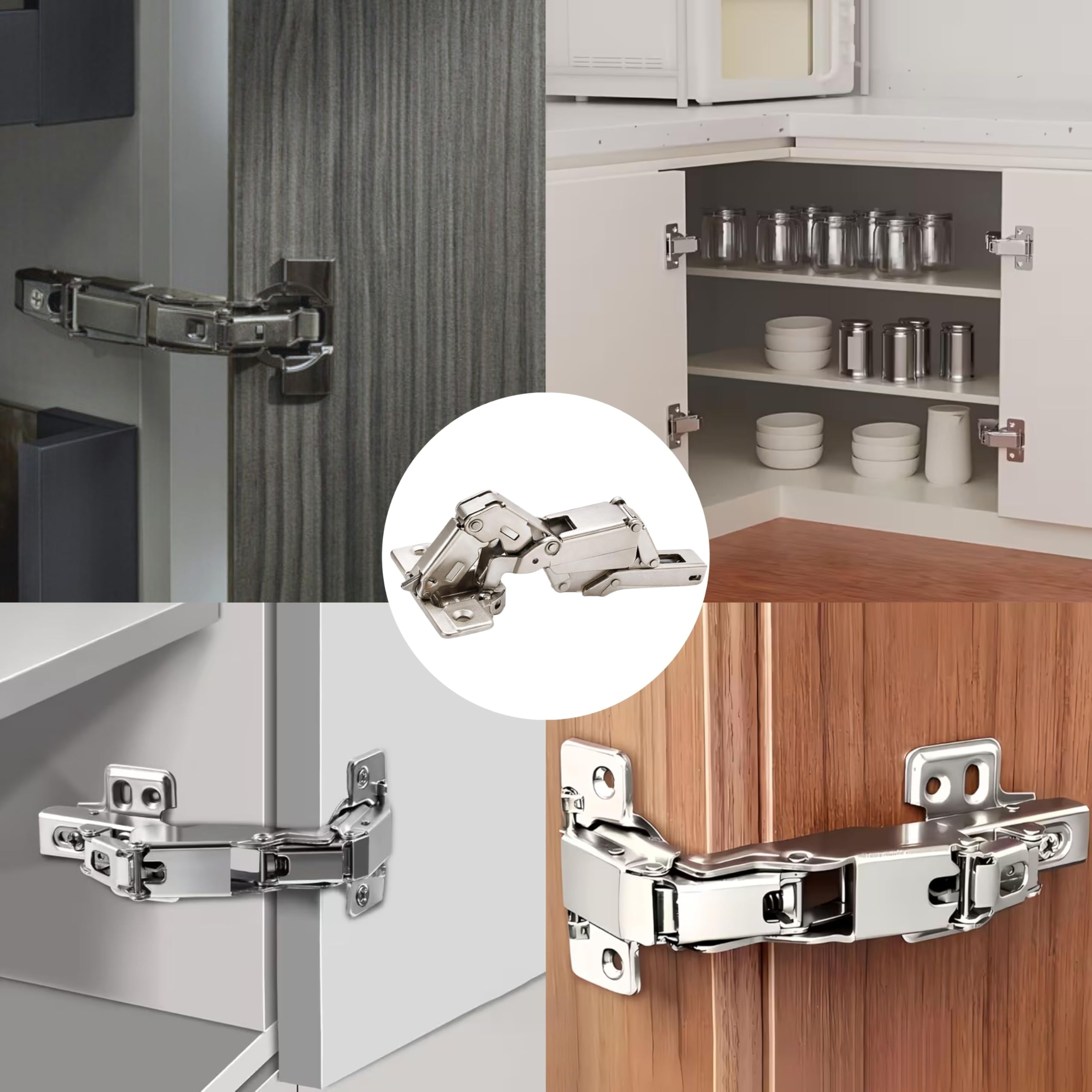 Scharnier 165° gedämpft für Schranktüren, kompatibel mit Hettich-Basis – verzinkter Stahl, Soft Close, ideal für Küchen und Möbel zu Hause (2 Stück)