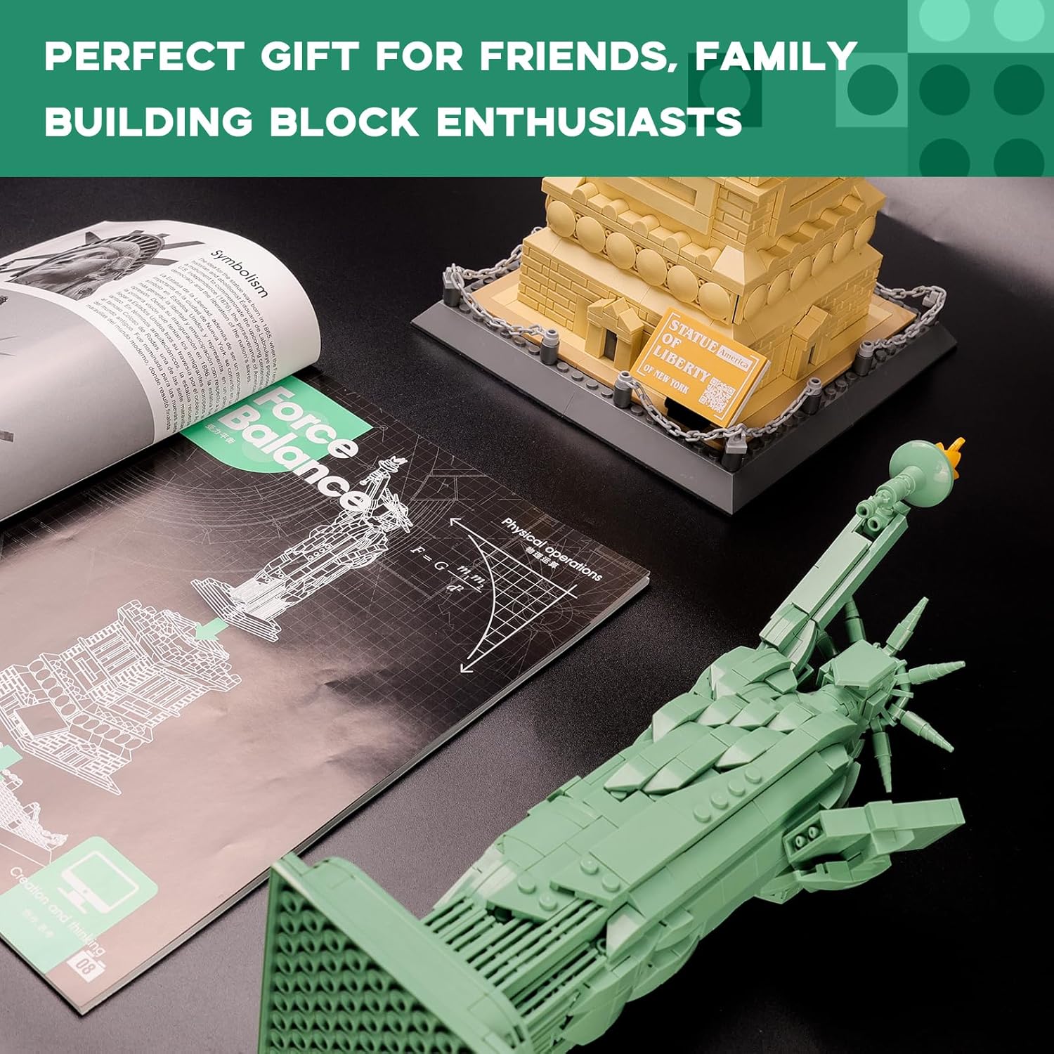 ArtorBricks Statue of Liberty Architecture Model Kit - 1577-Piece Premium Building Set for Collectors, Detailed Display & Thoughtful Gift Idea