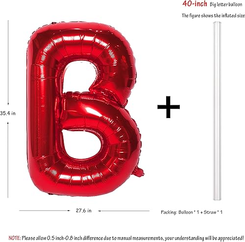 Miniatura 2 de Globos de letras gigantes de 40 pulgadas de aluminio de helio jumbo para decoraciones de fiestas, color rojo B