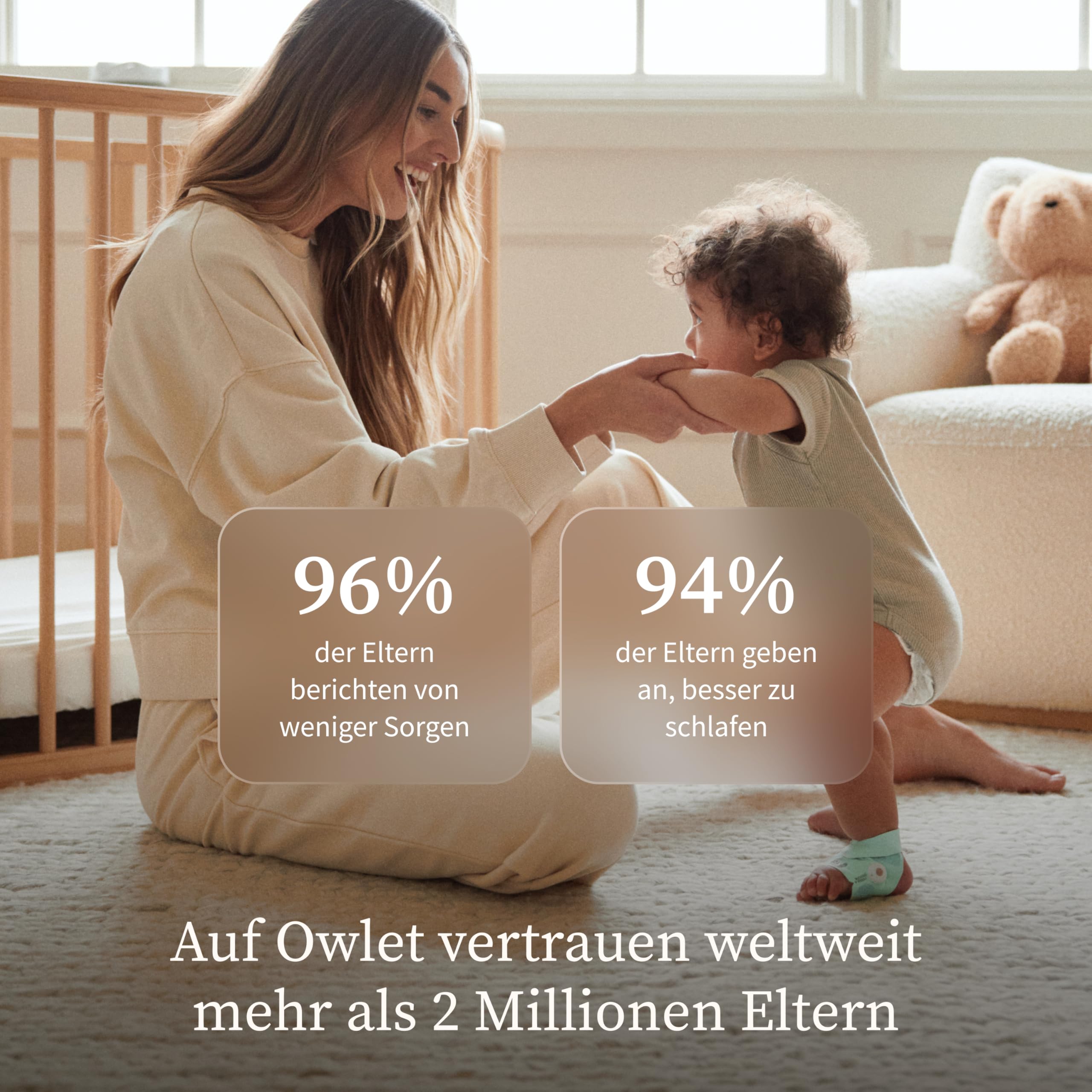 Owlet Dream Duo – Smartes Babyphone mit App | Sensorbasierte Babyüberwachung mit Dream Sock®, 2K HD Kamera, Schlaftracking & Echtzeit-Benachrichtigungen | WLAN (Mint)