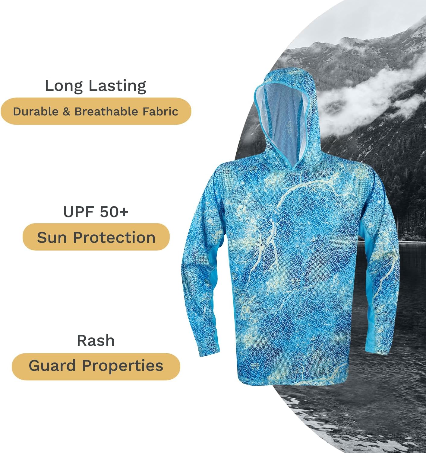 Kids Athletic Hooded Long Sleeve Fishing Shirts UPF 50 UV Sun Protection Shirts Lightweight Rash Guard