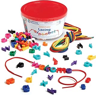 Learning Resources Lowercase Lacing Letters - 275 Pieces, Ages 3+, Toddler Alphabet Learning Toys, Letter Beads for Kids, Homeschool Supplies, Alphabet Beads, Early Spelling,Back to School Supplies