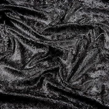 Barcelonetta | Velvet Fabric | Crushed Velvet | Panne Velvet Velour | 96% Velvet, 4% Spandex | 60" Wide | Sewing, Apparel, Decoration Black, 2 Yards
