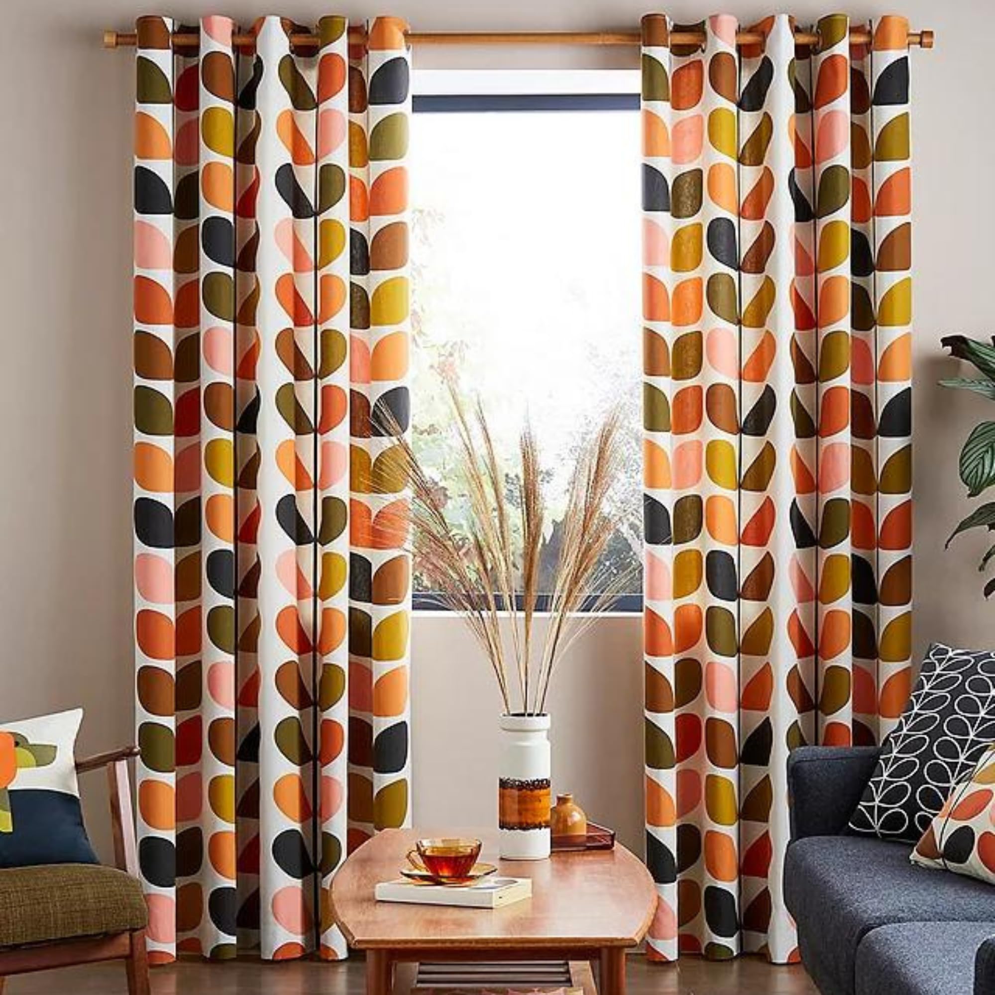 Orla Kiely Auburn Multi Stem Lined Eyelet Curtainscurtain Size: Width 167Cm (66") X Drop 137Cm (54")