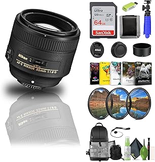 Nikon - AF-S NIKKOR 85mm f/1.8G Medium Telephoto Lens (2201) + 64GB Memory Card + Filter Kit + Backpack + Card Reader + Corel Photo Software + Flex Tripod + Memory Wallet + Cap Keeper + Cleaning Kit