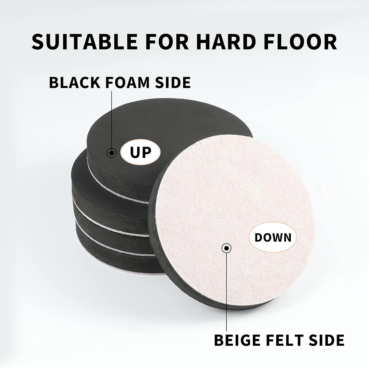 Yelanon Felt Furniture Sliders, 8pcs 4 3/4” Furniture Sliders for Carpet Pads Hardwoods Floors, Heavy Furniture Movers Sliders, Reusable Furniture Moving Pads, Floor Protectors for Carpet