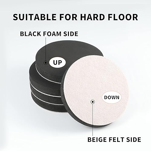 Miniatura 3 de Yelanon Deslizadores de muebles de fieltro, 8 piezas de 4 34 pulgadas deslizadores de muebles para alfombras, pisos de madera dura, deslizadores de