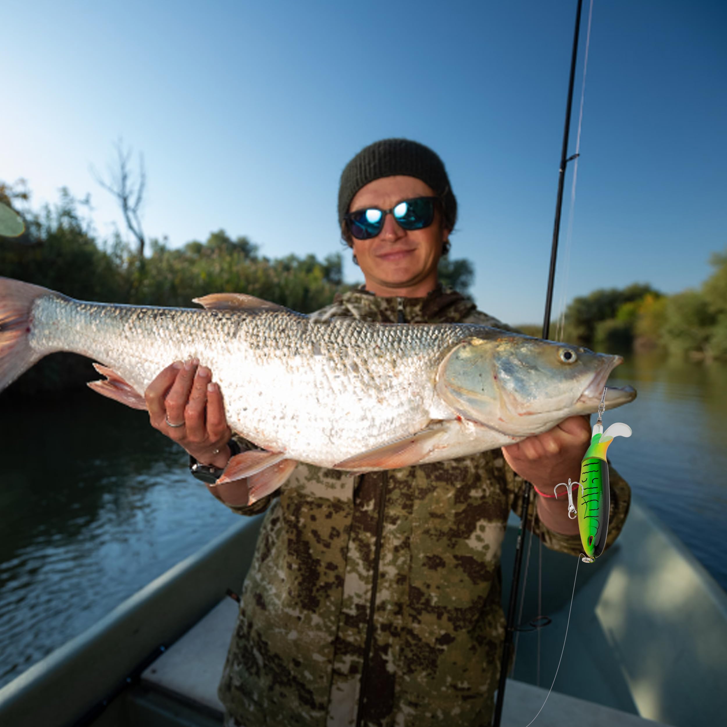 Esca da Pesca, Top Water Esche Luccio con Ganci, Spinning Esca di Simulazione 13G, Regali di Pesca per Uomini, Trota Spigola Gatto Acqua Dolce e Salata (4 Pezzi)