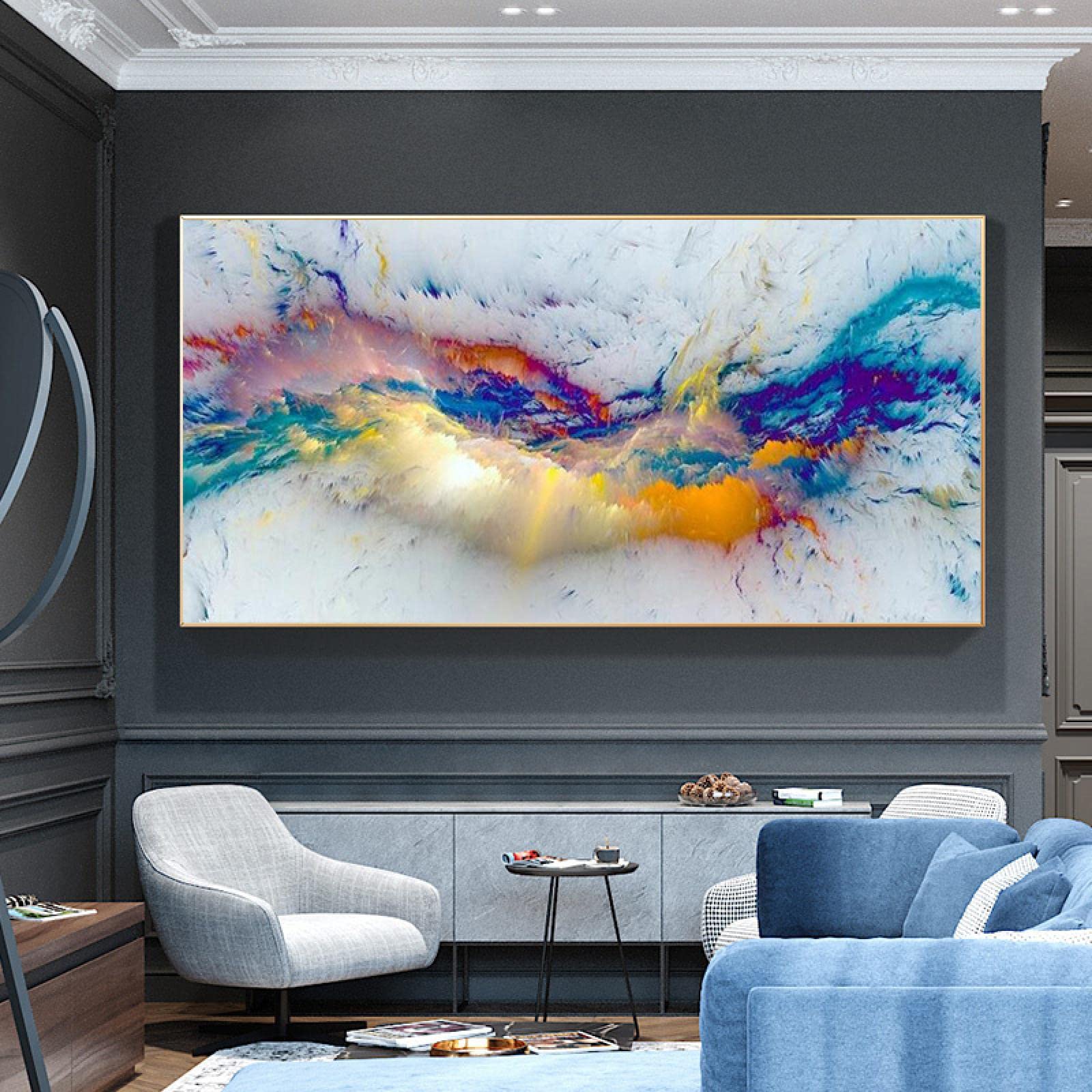 Wandbild „Abstrakte Rote Wolke“ – Gerahmt, 55x110 Cm, Hochglanz-Leinwand Auf Keilrahmen, Fertig Zum Aufhängen
