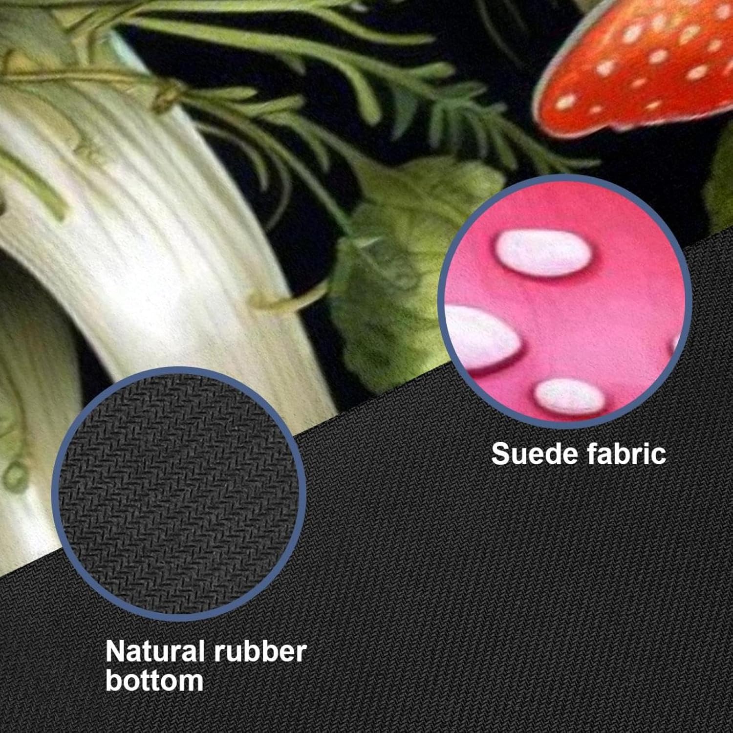 Yoga Towel, Mushroom Pattern Non Slip Sweat Absorbent Hot Yoga Mat Towel for Hot Yoga, Pilates and Fitness - 72.8" x 26.8"