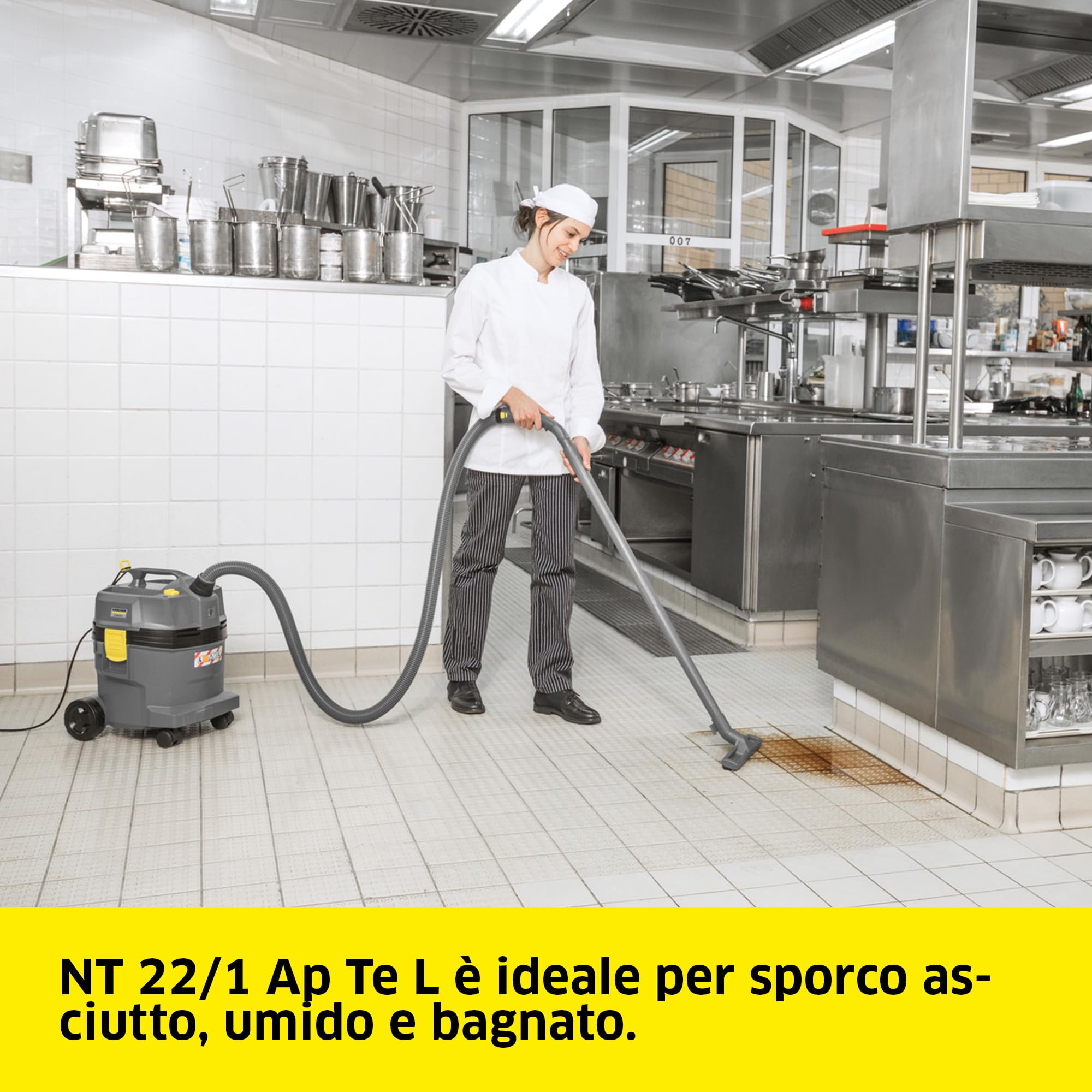 KÄRCHER aspiratore solidi-liquidi NT 22/1 Ap L, max. 1300 W, contenitore : 22 l, tubo di aspirazione: 1,9 m, ugello pavimento bagnato/asciutto (300 mm), bocchetta fessure