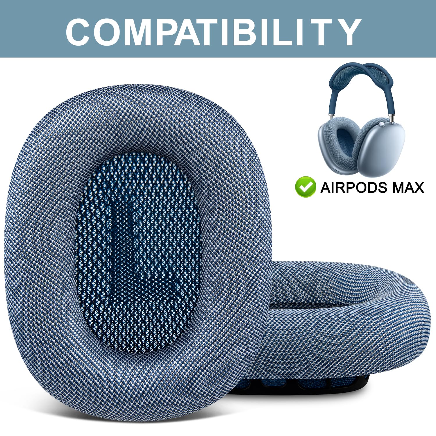 SOPROM Upgraded Ear Pads Replacement for Airpods Max Over-Ear Headphones, Earpads Cushions with Durable Mesh Fabric - Image 2